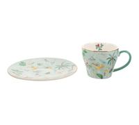 Operitacx Service à Thé en Céramique Vintage Tasse et Soucoupe Vert Clair | Porcelaine Élégante, Anse Pratique, Large Ouverture, Base Stable, Surface Lisse, pour Café, Latte, Jus et Petit Déjeuner