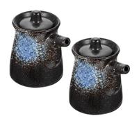 Operitacx Set de 2 Bouteilles en Céramique Noire 200ml pour Huile et Vinaigre, Distributeur Pratique et Élégant Cuisine et Table