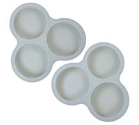 Operitacx Silicone Moule à Œufs, 2 Pièces Antiadhésif Bleu | Trois Petits Gâteaux, Bords Arrondis et Lisses, Usage Maison, Pâtisserie Parent-garçon Fille