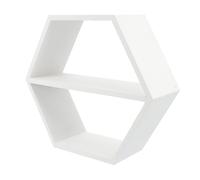Operitacx Support Mural Hexagonal en Bois Blanc Bords Polis et Toucher Lisse, Étagère Murale Décorative Créative pour Rangement et Décoration Intérieure