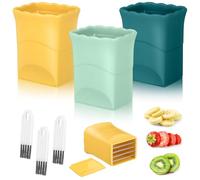 Operitacx Trancheuse Multifonctionnelle en Acier Inoxydable Lot de 3 Set de Set avec Brosse de Nettoyage Découpe Rapide et Pratique pour Fruits et Légumes Cuisine
