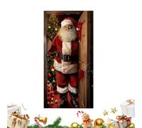 Opilroyn Décoration de Porte de Père Noël - Toile de Fond Festive | Housse de Porte d'entrée de Noël, pour fête de réveil, Photographie, entrée, vitrine de Magasin, Porte-fenêtre
