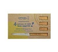 Opinel - Boîte de 4 Couteaux de Table N°125 Bon Appétit Sud - Lame Acier Inox - Manche Bois d'Olivier - Garantie à Vie - Fabrication Française - Coloris Naturel