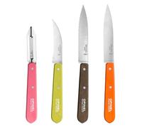 Opinel - Coffret de 4 Couteaux de Cuisine Les Essentiels Fifties - N°112 Office, N°113 Cranté, N°114 Légumes, N°115 Éplucheur - Mandarine, Poivre, Tilleul, Rose