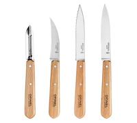 Opinel - Coffret de 4 Couteaux de Cuisine Les Essentiels - N°112 Office, N°113 Cranté, N°114 Légumes, N°115 Éplucheur - Lame Acier Inox - Hêtre Vernis Naturel