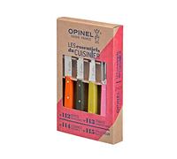 Opinel - Coffret Les Essentiels Fifties - Coffret Cuisine Couteau d’Office, Couteau Cranté, Couteau à Légumes, Couteau Eplucheur - Inox & Charme - Mandarine, Poivre, Tilleul & Rose
