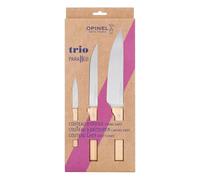 Opinel - Coffret Trio Parallèle, 1 Couteau de Chef N°118, 1 Couteau à Découper N°120 , 1 Couteau d’Office N°126 - Acier Inox, Bois de Hêtre - Garantie à Vie