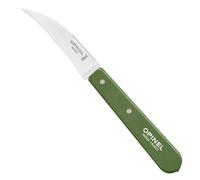OPINEL Essential N°114 - Couteau pour légumes, manche en bois de cerisier, fabriqué en France (vert foncé)