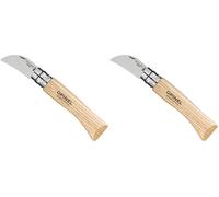 OPINEL - N°07 Couteau Châtaigne et Ail - Lame Bec d’Oiseau 4 cm Acier Inox - Manche Bois de Châtaigner - Bague de Sécurité Virobloc - Fabrication Française (Lot de 2)