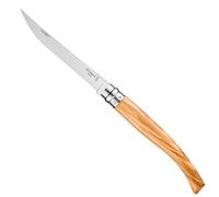 Opinel - N°12 Couteau de Cuisine Effilé - Lame Précise Finition Poliglace 12 cm Acier Inox, Manche Olivier, Bague de Sécurité Virobloc - Fabrication Française