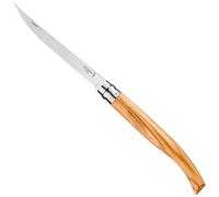 Opinel - N°15 Couteau de Découpe Effilé - Lame Précise Finition Poliglace 15 cm Acier Inox, Manche Olivier, Bague de Sécurité Virobloc - Fabrication Française