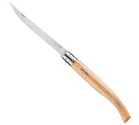Opinel - N°15 Couteau de Découpe Effilé - Lame Précise Meulée Polie 15 cm Acier Inox, Manche Bois de Hêtre, Bague de Sécurité Virobloc - Fabrication Française