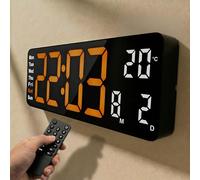 Opis Technology Clock 1 Grande Horloge Murale Numérique 32 cm, Orange | Affichage LED, alimentation secteur avec câble 5 m, télécommande, minuteur et chronomètre.