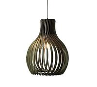 Opis Technology PL2 Noir Suspension en Bois Noir, Ø 28 cm | Lamelles assemblées à la main qui diffusent une lumière douce. Câble réglable, douille E27.