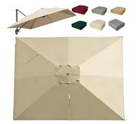 OPOLDBDMAC Rectangulaire Housse De Rechange pour Parasol Déporté 7 Baleines, 2.5x2.5m 3x4m Toile De Rechange pour Parasol D'extérieur，Auvent De Rechange Résistant Aux UV(Khaki,2.5x2.5m/8x8ft)