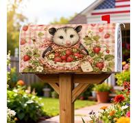 Opossum Couverture magnétique pour boîte aux lettres - Panier de fraises d'été rustique - Décoration de maison et de jardin - 53,3 x 64,9 cm