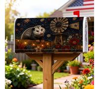 Opossum - Housse de boîte aux lettres magnétique rustique avec étoiles pour décoration de jardin et extérieur, 45,7 x 53,3 cm, bleu foncé