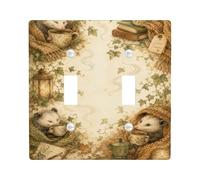 Opossum Plaque de protection pour double interrupteur, lanterne rustique en forme de lierre d'automne en plastique beige taille standard pour salon, chambre à coucher, décoration de bureau