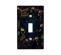 Opossum Plaque de protection pour interrupteur simple, style vintage, art jazz, notes de musique, bleu marine, taille standard, décoration pour maison, salon, nouvel appartement (simple)
