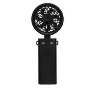 OPPWONG Brasseur D'air Portable pour Voyage et Bureau, 5200mAh (BLACK) | Ventilateur pliable silencieux à 6 vitesses avec lampe de poche et batterie externe pour le camping