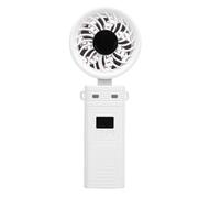 OPPWONG Brasseur D'air Portable pour Voyage et Bureau, 5200mAh (WHITE) | Ventilateur pliable silencieux à 6 vitesses avec lampe de poche et batterie externe pour le camping