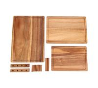 OPPWONG Ensemble de Planches à Découper de Charcuterie en Bois Massif 3 Pièces avec Support en Bois pour le Rangement et le Service de la Cuisine