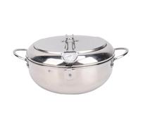OPPWONG Marmite à Friteuse, Marmite de 3,2 L, Petite Friteuse en Acier Inoxydable 304 avec Thermomètre, Couvercle et égouttoir à Huile, Idéale pour les Frites, les Crevettes et les Ailes de Poulet