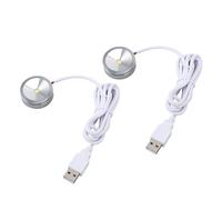 OPPWONG Petite Lumière LED, 2 Pièces Prise USB 5V 1W Mini Projecteur USB Petite Lumière Ronde Mobile avec Câble de 4,2 Pieds pour Vitrines, Armoires à Bijoux, Placards (Lumière naturelle)