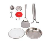 OPPWONG Poêle à Frire Ti en Acier Inoxydable 10, 11, 12 Pouces, Poêle Antiadhésive, Table de Cuisson à Induction, Compatible avec Couvercle, Martelée pour une Cuisson à Ch (32CM)