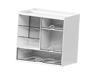 OPPWONG Présentoir Multifonctionnel pour Soins de la Peau, Support en Plastique élégant avec Tiroirs pour Bureau et Salle de Bain 20.6x14.3x19.9cm (Blanc Transparent Noir)