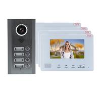 OPPWONG Système D' Vidéo Moniteur Intérieur de 7 Pouces Système de Bus à 2 Fils avec Lumière Blanche LED Nocturne et Caméra Résistante aux Intempéries pour Immeuble de Bureaux à (4 ménages