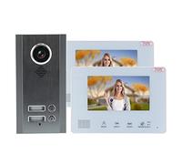 OPPWONG Système D' Vidéo Moniteur Intérieur de 7 Pouces Système de Bus à 2 Fils avec Lumière Blanche LED Nocturne et Caméra Résistante aux Intempéries pour Immeuble de Bureaux à (2 ménages