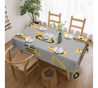 OPSREY Nappe rectangulaire imprimée de camions de chantier, nappe imperméable 183 x 137 cm, nappe infroissable pour décoration de fête intérieure ou extérieure