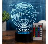 Optechvisual Lampe LED personnalisée en forme d'avion - Veilleuse avec nom - Cadeau pour pilotes, agents de bord et fans de voyage - Lampe de table décorative pour les amateurs d'avion