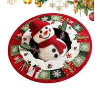 Optical Illusion Area Rugs Christmas - Non-Slip Round Snowman Floor Mat | Unique 3D Optical Illusion Snowman Design Adds A Whimsical, Eye-catching Holiday Accent To Entryways, Kitchens, Living Rooms,