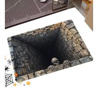 Optical Illusion Halloween Mat | Spooky Skull Rug | Outdoor Non-Slip | Eye-Catching Design | 3D Optical Illusion Halloween Doormat, Scary Skull Floor Mat, Front Door, Entryway, Patio