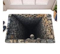 Optical Illusion Halloween Mat | Spooky Skull Rug | Outdoor Non-Slip | Eye-Catching Design | 3D Optical Illusion Halloween Doormat, Scary Skull Floor Mat, Front Door, Entryway, Patio