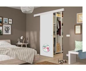 OPTIMAL Kit porte coulissanteReproduction blanc - rail 2 amortisseurs + cache-rail blanc - 204 x 73 cm