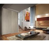 OPTIMUM 2 Portes de Placard coulissantes, Hauteur 250 cm, Largeur 180 cm, décor chêne cendré, profils et Rails Vermeil Inclus