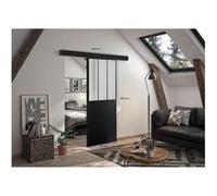 Optimum Sport Kit porte coulissante intérieur rail Atelier verre dépoli H204×L83×P4 cm Noir