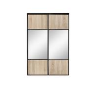 OPTIMUM Porte Coulissante Placard 2 Vantaux - Chêne Sauvage & Miroir Argenté - Style Moderne pour Dressing ou Séparation - Panneaux Bois et Miroir (chêne Sauvage, 180x250 cm)