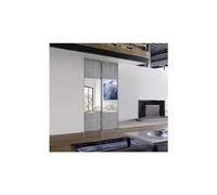 OPTIMUM Portes de Placard coulissantes - L120 cm x H250 cm - Décor Béton et Miroir Argent - Rail Haut et Bas - 2 amortisseurs