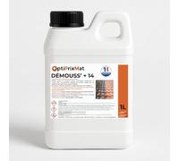 OptiPrixMat DEMOUSS'+14 Antimousse Concentré - 1L Traite jusqu'à 75m² Curatif ou 150m² Préventif - Anti-Mousse Toiture Terrasse Façade Dallage - Sans Acide Fabrication Française