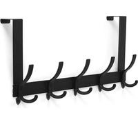 Optish Accroche-porte - 5 crochets triples pour serviettes - vêtements - chapeaux - crochets à suspendre au-dessus de la porte - étagères à serviettes au-dessus de la porte pour salle de bain - noir -