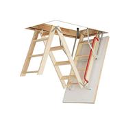 optistep Échelle pliable en bois pour loft, grenier, escalier. Dimensions du cadre : 70 cm de large x 120 cm de long Hauteur jusqu'à 280 cm et rabat isolé