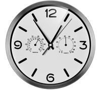 Bresser MyTime ND Thermo-Hygro Horloge Murale Radio-pilotée silencieuse avec Cadre en Acier Inoxydable et Affichage de la température et de l'humidité Blanc