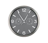 Bresser Horloge murale MyTime ND Radio-pilotée silencieuse Thermo-hygro Inox Gris 250x250 mm