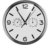 Bresser MyTime ND Thermo-Hygro Horloge Murale Radio-pilotée silencieuse avec Cadre en Acier Inoxydable et Affichage de la température et de l'humidité Blanc