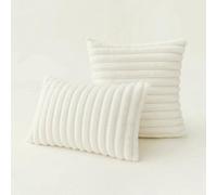 Optxzn 1/2PCS Housses de Coussin décoratives en Velours Blanc et Vert, Housses de Coussin en Fausse Fourrure de Lapin pour canapé, Chaise, décoration d'intérieur