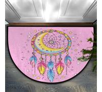 Opuasis Paillasson demi-rond, attrape-rêves lune | Paillasson d'entrée doux antidérapant pour intérieur, tapis de bienvenue, paillasson semi-circulaire pour la maison